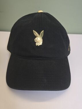 Playboy x Lids 2022 "Gold Rush" Black/Gold Metal Bunny Strapback Dad Hat